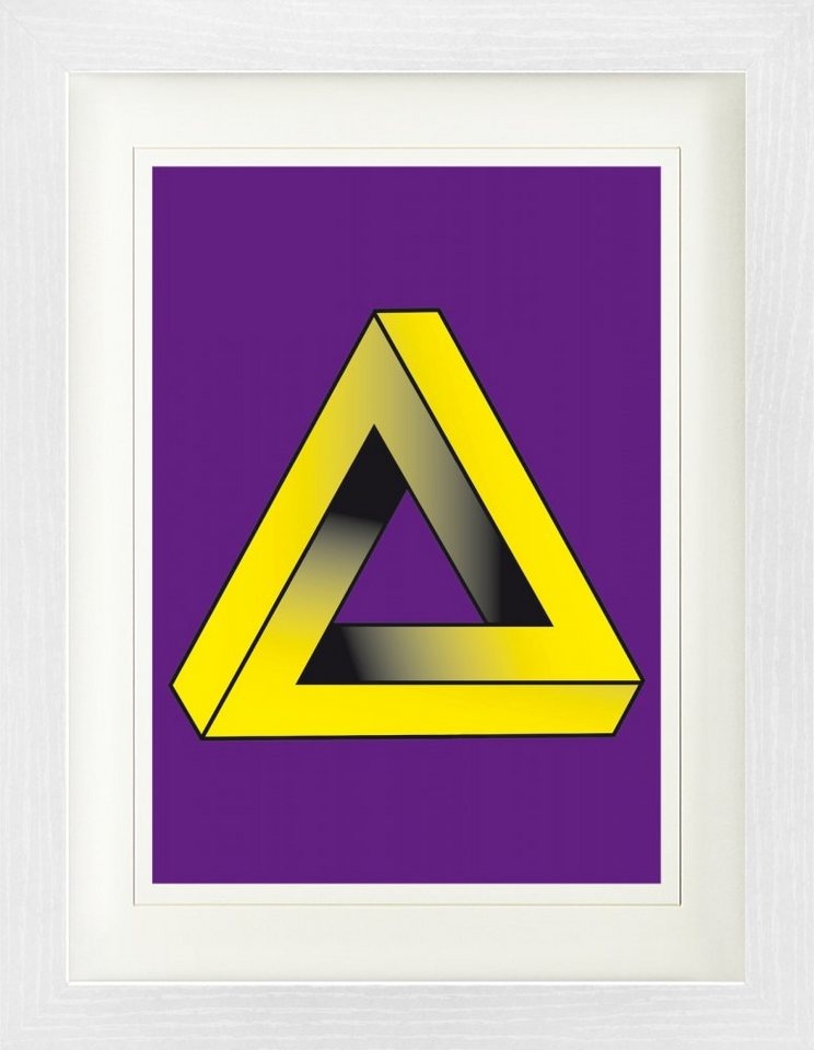 1art1 Bild mit Rahmen Optische Täuschungen - Das Unendliche Penrose Dreieck In Komplementärfarben 30 cm x 40 cm