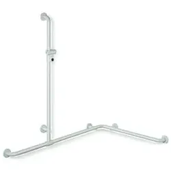 Hewi 801 Duschhandlauf 801.35.30098 1185/762 x 1100 mm, signalweiß, mit verschiebbarer Brausehalterstange