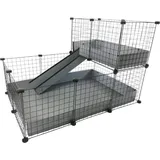 C&C modularer Käfig mit Etage 3x2 + Loft 2x1 + Silberne Rampe, Gehege