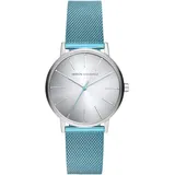Quarzuhr ARMANI EXCHANGE, blau (hellblau), Armbanduhren, Damen, Armbanduhr, Damenuhr, analog, Edelstahlarmband