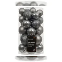 Christmas Decorations 30 Weihnachtskugeln Kunststoff 4-6cm Mix 30er Set - bruchsicher Christbaumkugeln Weihnachtsbaumkugeln Christbaumschmuck Weihnachtsbaumschmuck Zart Grau