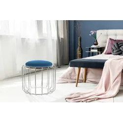 Kayoom Beistelltisch / Pouf Comfortable 110 Dunkelblau / Silber