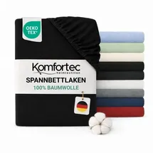 Komfortec Spannbettlaken Jersey 200 x 200 cm schwarz