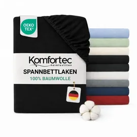 Komfortec Spannbettlaken Jersey 200 x 200 cm schwarz