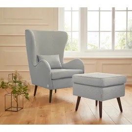Home Affaire Ohrensessel Sallito Polyester 76 x 109 x 85 cm Grau mit Hocker