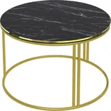 [en.casa] Couchtisch Aulum 50 x 70 cm Marmor, schwarz / Gold