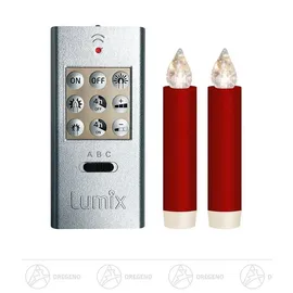 Dregeno Erzgebirge Schwibbogen LUMIX CLASSIC MINI S,-Superlight rot, 2 Kerzen, Batte