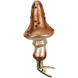 Inge-Glas® Christbaumschmuck Waldpilz brauner Hut, Pilz 13cm (1-tlg), mundgeblasen, handbemalt braun