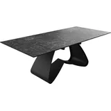 DeLife Esstisch Edge 180-220x90 Keramik Laminam®Nero Greco Anthrazit W-Gestell Schwarz ausziehbar,