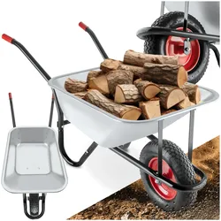 tectake® Schubkarre, aus verzinktem Stahl, Luftbereifung, Belastbarkeit 150 kg