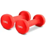 MSports® Hantel Hantelset Neopren 2er Set 0,5 – 5 kg Paar inkl. Übungsposter rot