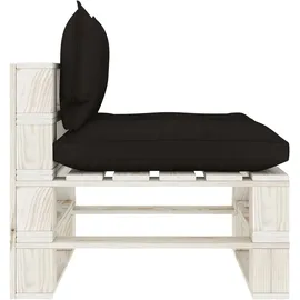 vidaXL Garten-Paletten-Mittelsofa mit Kissen in Schwarz Holz
