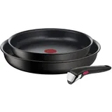 Tefal L3979102 Bratpfanne, 24 cm, 28 cm + abnehmbarer Griff Ingenio Eco Resist, 2 Stück