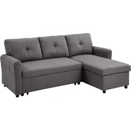 Atlantic Home Collection Schlafsofa "Gustavo L-Form, B: 199 cm", grau (dunkelgrau), B:199cm H:82cm T:127cm, 100% PES, ATLANTIC HOME COLLECTION, Sofas, Schlafsofa, mit Bettfunktion, Bettkasten & seitlichen Taschen