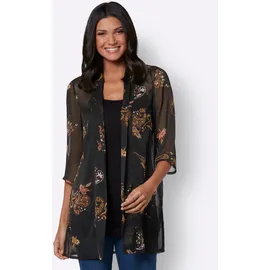 Classic Basics Longbluse schwarz-ocker-bedruckt 46
