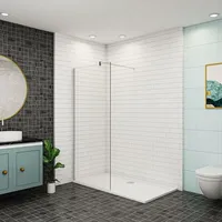 Duschwände 50x200cm + 90cm Haltestange Duschabtrennung Walk in Duschtrennwand 8mm NANO-Glas dusche