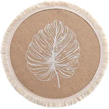 Douceur d'intérieur Tischset (0) 38 cm Jute Bedruckt mit Fransen Mogador, Natur
