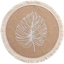 Douceur d'intérieur Tischset (0) 38 cm Jute Bedruckt mit Fransen Mogador, Natur