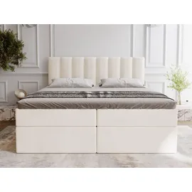 GRAINGOLD Boxspringbett mit Bettkasten 180x200 Beige