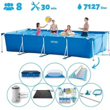 Intex Pool mit rechteckigem Rahmen 450 x 220 x 84 cm mit Zubehör – 2827397 Blau No Size