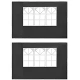 Tidyard 2er Set PE Seitenteil für Partyzelt Pavillon Gartenzelt Bierzelt 300 x 195 cm Seitenwand mit Fenster, UV- und Wasserbest?ndigem, Grau