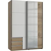 WIMEX Emden 135 x 198 x 64 cm Plankeneiche Nachbildung/weiß mit Spiegel und Schubladen