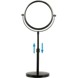 HIHIA Höhenverstellbarer Make-up-Spiegel, 20,3 cm, doppelseitig, 7-fache Vergrößerung, schwarzer Vergrößerungsspiegel, runder Tischspiegel, hoch, Arbeitsplatte, stehend, Kosmetik, schwarzes Finish