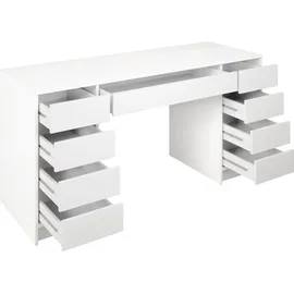 Mirjan24 Schreibtisch Ada Bis, Schlafzimmer Kosmetiktisch mit neun Schubladen (Farbe: Weiß)