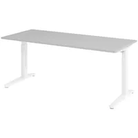 Bümö Schreibtisch Grau, Weiß, Nachbildung, Rechteckig, 180x74x80 cm, FSC