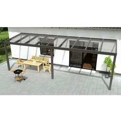 GARDENDREAMS Terrassenüberdachung »Expert«, BxT: 700 x 200 cm, grau / RAL9007, Glasdach