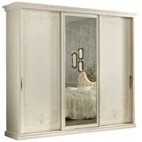 Xlmoebel Schiebetürenschrank Mehrzweck-Schlafzimmerschrank aus Holz mit Schiebetüren und Spiegel (Kleiderschrank) Hergestellt in Europa weiß