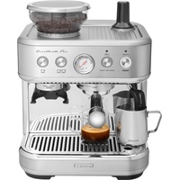 SENCOR Espresso-Maschine - Kaffeemühle - Espresso-Kaffeemaschine mit Barista Express Mühle, gebürstetem Edelstahl, großem Wasser- und Kaffeebehälter, Cappuccino-Dampfdüse SES 6010SS.
