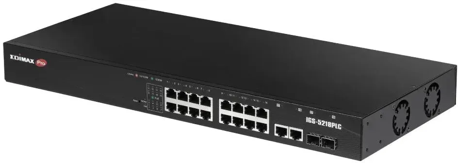 Edimax IGS-5218PLC Netzwerk-Switch Managed L2 Gigabit Ethernet (10/100/1000) Power over Ethernet (PoE) 1U Schwarz