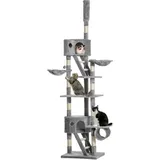 Pawhut - Katzenkratzbaum 240-260 cm Deckenhoch Kratzbaum groß Kletterbaum Katze Kratzbaum für große Katzen mit Sisalseil Hellgrau