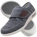 Jesajemi Diabetiker schuhe herren, senioren hausschuhe orthopädische hausschuhe herren schuhe für geschwollene füße herrenschuhe mit klettverschluss(Dark Gray,48 EU) - 48 EU