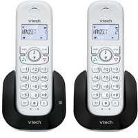 VTech CS1551 Schnurlostelefon mit 2 Mobilteilen, mit Ladegerät, Anrufbeantworter, Anrufblockierung, Anrufer-Identifikation, Anruferkennung, Freisprecheinrichtung, beleuchtetem Display und Tastatur.