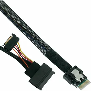 InLine Slim SAS Kabel, SFF-8654 zu U.2 SFF-8639 + SATA Strom, 24Gb/s, 0,5m