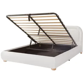stilvora Polsterbett 160×200 cm mit hydraulischem Stauraum, Doppelbett mit Lattenrost und gepolstertem Kopfteil, Schlafbett für Schlafzimmer mit ... - Weiß