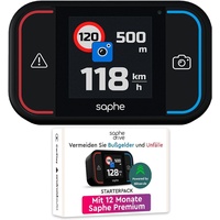 Saphe Drive Pro Blitzerwarner für das Auto mit Farbdisplay – CarPlay und Android Auto kompatibel – Zeigt Blitzer und Gefahren – Daten von Blitzer.de – Inkl. 12 Monatsabo