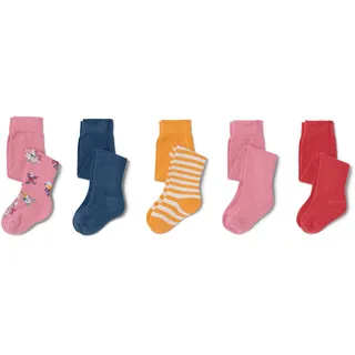 Tchibo - 5 Kinder-Baumwoll-Strumpfhosen - Baby - Gr. 74/80 - blau/gestreift