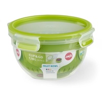 Emsa Clip&Go rund 2.6l Fruit Bowl Aufbewahrungsbehälter mit Siebeinsatz grün (N1072200)