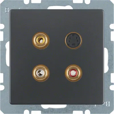 Berker 3 x Cinch/S-Video Steckdose (anthrazit samt)