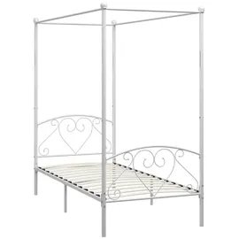 vidaXL Himmelbett-Gestell Weiß Metall 90 x 200 cm