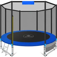 KESSER® Trampolin Outdoor Ø244/305/366/427cm Gartentrampolin Kinder Trampolin Komplettset + Sicherheitsnetz, Leiter & Familien Trampolin für Garten + Seitentasche & Montageset, belastbar bis 150kg