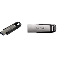 SanDisk Extreme GO USB 3.2 Flash Drive 128 GB & Ultra Flair USB 3.0 Flash-Laufwerk 64 GB (Robustes und Elegantes Metallgehäuse, Passwortschutz, 150 MB/s Lesen) Schwarz
