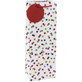 eurowrap Clairefontaine 26988-4C Geschenktasche, ideal für Flaschen, 12,7 x 9 x 35,5 cm, 1 Stück, bunte punkte / weißer hintergrund