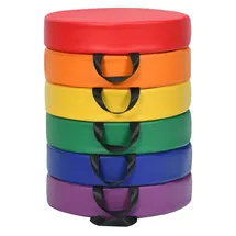 Costway 6er Set Kinder Stuhlkissen Rund mit Griff & Reißverschluss Bodenkissen Sitzkissen Sitzerhöhung Hauptkissen für Kinderzimmer & Kinderga... - Bunt