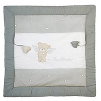 Roba Krabbeldecke Heartbreaker - 100 x 100 cm - Spieldecke für Babys mit Bären Motiv - als Laufgittereinlage nutzbar - aus gepolsterter Baumwolle - inkl. Baby-Spielzeug
