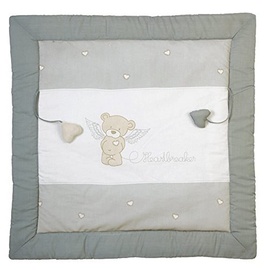 Roba Krabbeldecke Heartbreaker - 100 x 100 cm - Spieldecke für Babys mit Bären Motiv - als Laufgittereinlage nutzbar - aus gepolsterter Baumwolle - inkl. Baby-Spielzeug