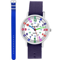 Kinder Armbanduhr Mädchen Jungen Einschulung Lernuhr Kinderuhr 2 Armband violett + royalblau